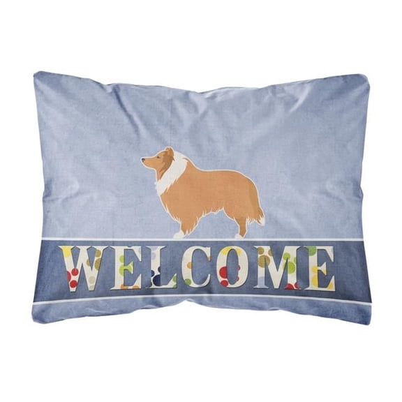 Carolines Treasures BB5520PW1216 Collie Welcome Canvas Fabric Decorative Pillow, 12H x16W, multicolor