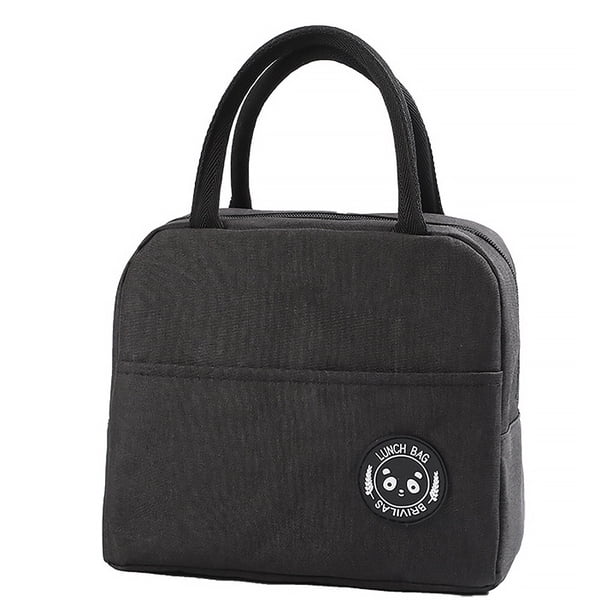 Toystoory Bolsa de almuerzo portátil, fiambrera aislada, catiónicas, impermeables, bebidas, aperitivos Negro