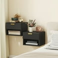 thumbnail image 2 of HOMCOM Floating Nightstands Set of 2, Bedside Tables with Fluted Drawer, 2 of 10