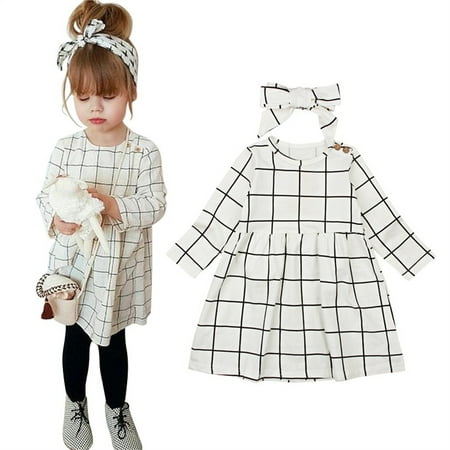 

Multitrust baby girl cotton plaid long-sleeve dress and bandana set