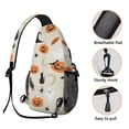 thumbnail image 3 of Sling Backpack,Beige Halloween Pumpkins Ghosts and Bats Sling Bag with Water Bottle Holder,Waterproof Sling Bag for Men/Women with Headphone Jack for Hiking,Travel, 3 of 6
