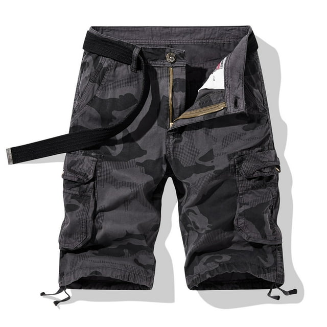 LSLJS Shorts Cargo Camouflage pour Hommes Shorts Décontractés à Fermeture Éclair avec Poches