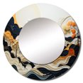 thumbnail image 2 of Designart "Grey Orange Line Art horizon" Abstract Line Round Mirror Wall Decor Modern - Large Grey Round Bathroom Mirror - Round Mirror - 23" x 23", 2 of 6
