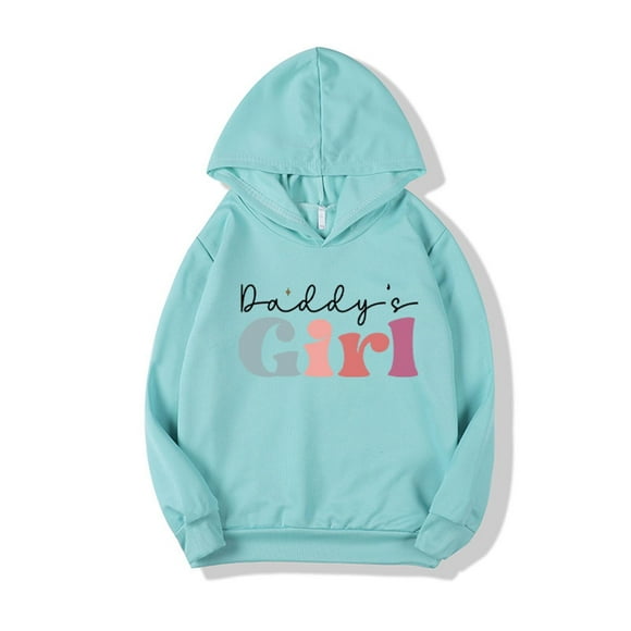 Milgrthf Hoodies for Girls Long Sleeve Letter Print Hooded Sweatshirts Soft Cotton Pullover Tops Sky Blue 3 Years