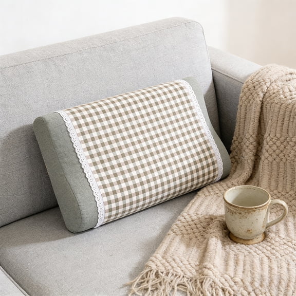 Eolstice Plaid Home Pillowcase Skines-Friendly Breathable Singles Pillow Cover, Cotton Pillow Case, Washable Cover for Adults Latex Pillow Bedding