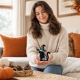 thumbnail image 5 of Set of 3 Wooden Halloween Figurines, Pumpkin Ghost Black Cat Tabletop Decor, Hand-Painted Home Party Ornaments for Mantel Shelf Display, 5 of 7
