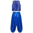 thumbnail image 3 of iixpin Kids Arabian Prince Costume for Boys Game Character Cosplay Vest with Lantern Pants Street Royal Blue 14, 3 of 5