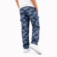 thumbnail image 4 of uvwlwu Kids Boys Camo Print Long Cargo Pants Elastic Drawstring Waist Casual Bottoms with Large Side Pockets for Outdoor Activities,13-14 Years, 4 of 5
