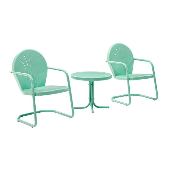 Crosley Furniture Griffith 3 Piece Metal Patio Conversation Set in Aqua