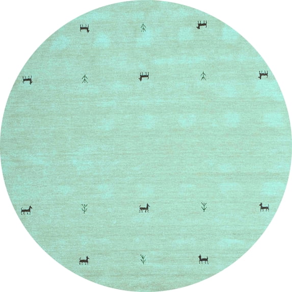 Ahgly Company Indoor Round Solid Light Blue Modern Area Rugs, 8' Round