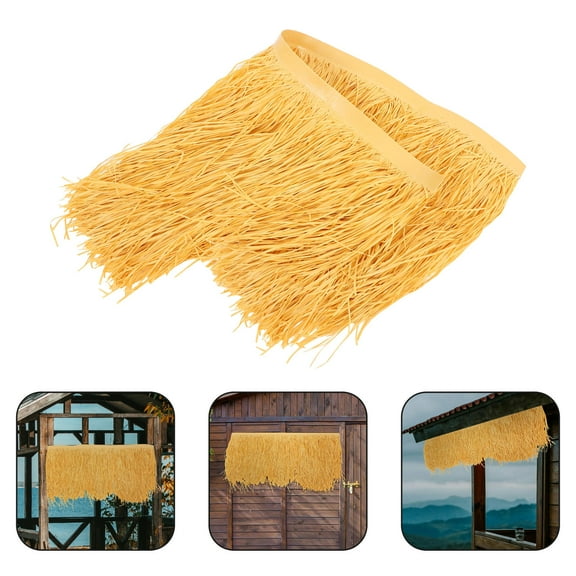 OUNONA Hemoton Artificial Palm Thatch Roll Grass Runner Mexican Style Straw Roof Panel Tiki Hut Palapa Thatch Light Brown
