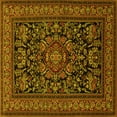 thumbnail image 1 of Ahgly Company Machine Washable Indoor Square Medallion Yellow Traditional Area Rugs, 6' Square, 1 of 4