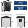 thumbnail image 6 of 6x4 FT Outdoor Storage Shed with Floor, Plastic Resin Garden Shed with Window & Sloping Roof & Lockable Door for Patio Backyard Garden, Lawn Mower, Bike, Tool Storage, 6 of 8