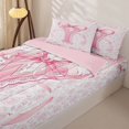 thumbnail image 3 of Catabedysis Pink Rose Initial Y Zipper Twin Comforter Sets with Fitted Sheet and 2 Pillowcases,Girly Bowknot ABC Themed Zipper Bedding Set For Girls,Pink Reversible,4-Piece, 3 of 7