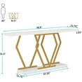 thumbnail image 2 of Tribesigns 70.9 Inch Extra Long Sofa Table， White and Gold Console Table with Faux Marble Tabletop, Modern Long Entryway Table with Gold Frame, 2 of 5