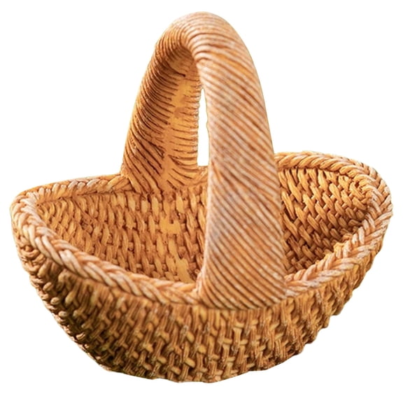 1 Pc Mini Imitation Rattan Basket Miniature Woven Baskets with Handles Tiny Candy Gifts Basket Mini Flower Basket for Wedding Party Favors Crafts Decor, 2.28x2.05 Inch, Brown