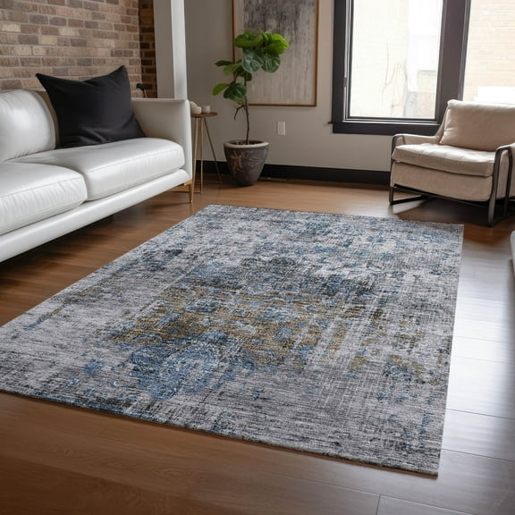 Addison Rugs Chantille Indoor/Outdoor Traditional Global Blue Washable Rectangle Rug, 10' x 14'