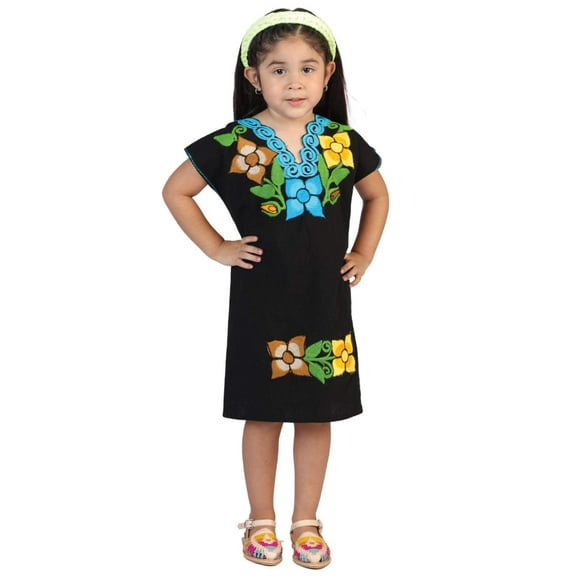 Mexican Girl's Dress 50% Cotton, 50% Polyester Black 601665