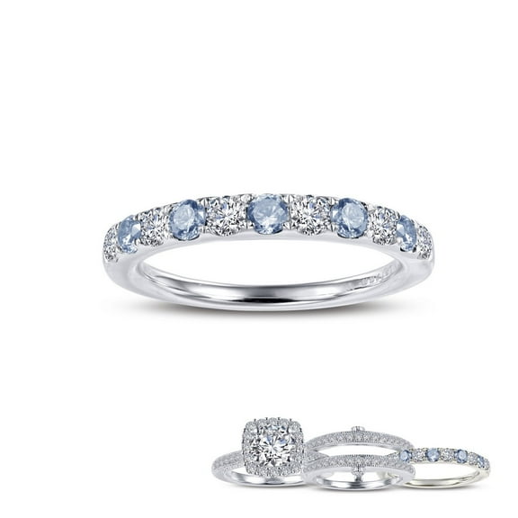 Lafonn Birthstone Sterling Silver Platinum Plated March Ring (0.51cts CTTW)