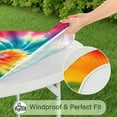 thumbnail image 5 of Colorful Rainbow Tie Dye Spiral Pattern Round Fitted Tablecloth with Elastic Edge,Dining Table Cover Waterproof,Outdoor Round Tablecloth for Camping,Dining,Indoor and Outdoor, 5 of 7