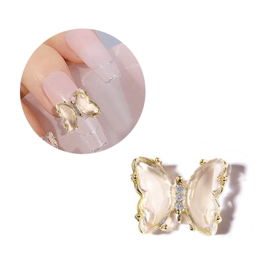 UDIYO Butterfly Nail Ornament Aurora DIY Faux Crystal 3D Colorful Manicure Decorations for Female