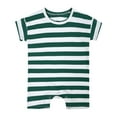 thumbnail image 2 of Bovxnpu Baby Girl Bodysuit, Infant Baby Cotton Bodysuits, Toddler Kids Girls Boys Short Sleeve Stripe Print T-Shirt Jumpsuit Romper 12 Months, 2 of 3