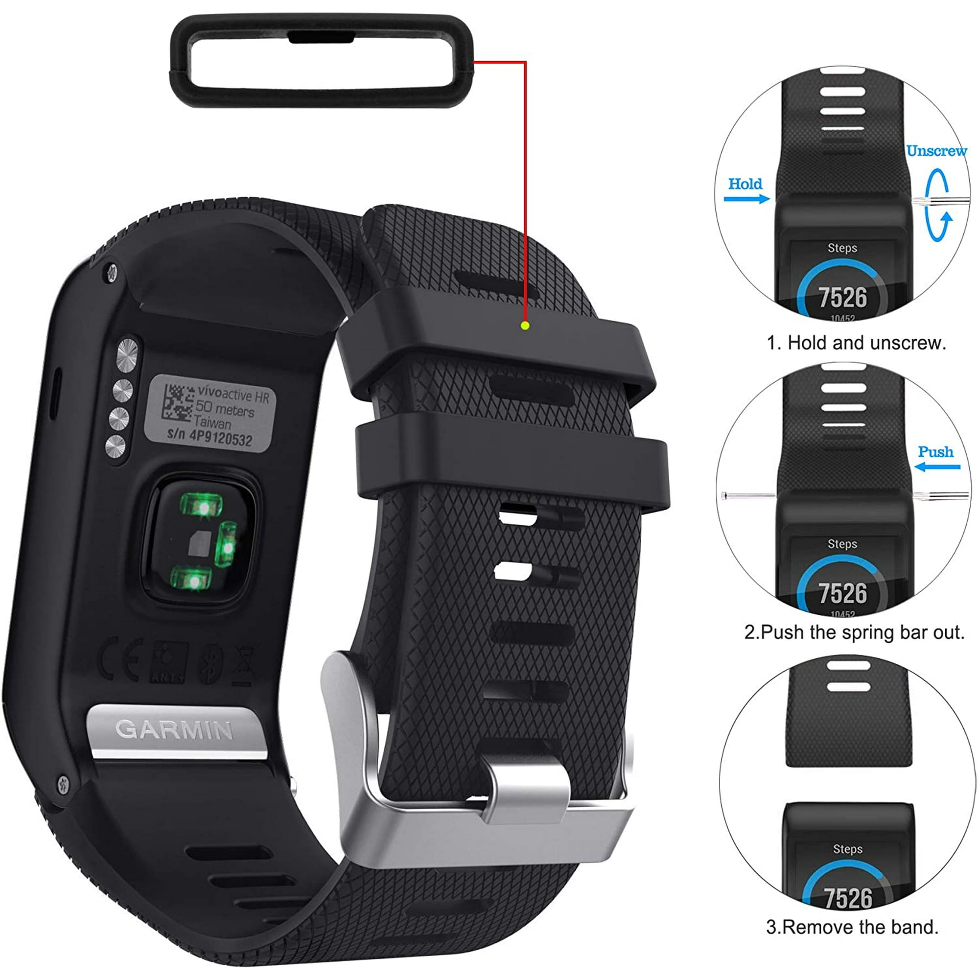 Terug kijken Immoraliteit Lake Taupo Garmin Vivoactive HR Fitness Watch Band Replacement, Rukoy Silicone  Wristband Smartwatch Bracelet (Black) | Walmart Canada