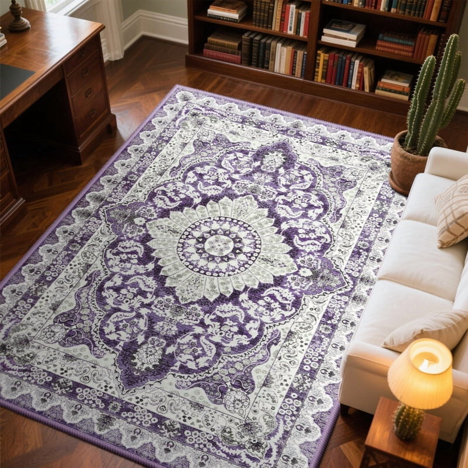 Junovo 2'x3'Rugs for Living Room Boho Rug Floor Carpet,Purple