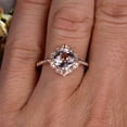 thumbnail image 2 of 2 Carat 6mm Princess Cut Pink Morganite Engagement Ring On 10k Rose Gold Wedding Ring Art Retro Vintage Looking, 2 of 5