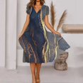 thumbnail image 2 of Vestido de jersey con cuello en V y manga corta estampado a la moda de verano para mujer Pompotops  ghjkhdj17442, 2 of 5