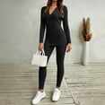 thumbnail image 2 of Lyrehush Womens Casual Matching Sets Fitted Leggings Ribbed Knit Stretchy V Neck Tunics Activewear 2 Piece Lounge Set, 2 of 7