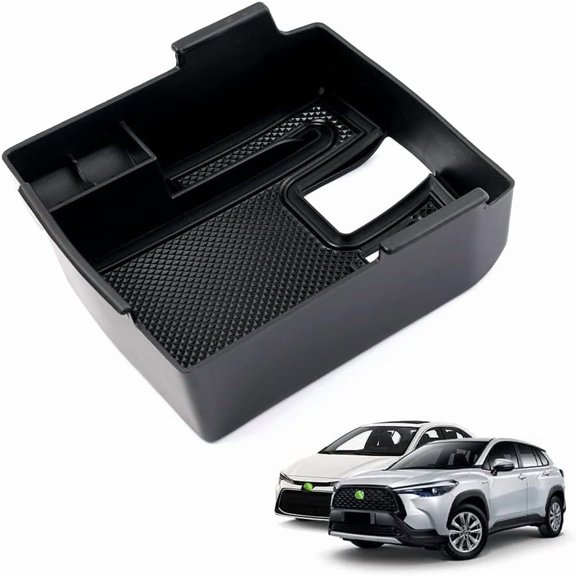 Canvcle Center Console Organizer for 2019-2025 Toyota Corolla/ 2022 2023 2024 2025 Corolla Cross Accessories Armrest Storage Box Secondary Insert Tray with Anti-Slip Mat