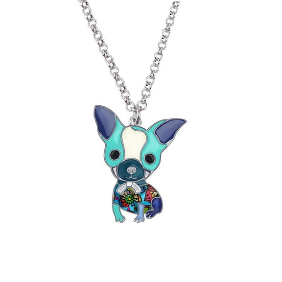Blue Enamel Chihuahua Pendant Necklace