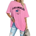 thumbnail image 2 of adaychics Womens American Flag Shirt Los Angeles Crewneck Short Sleeve Cotton Flag T Shirt Summer Clothes for Streetwear, 2 of 9