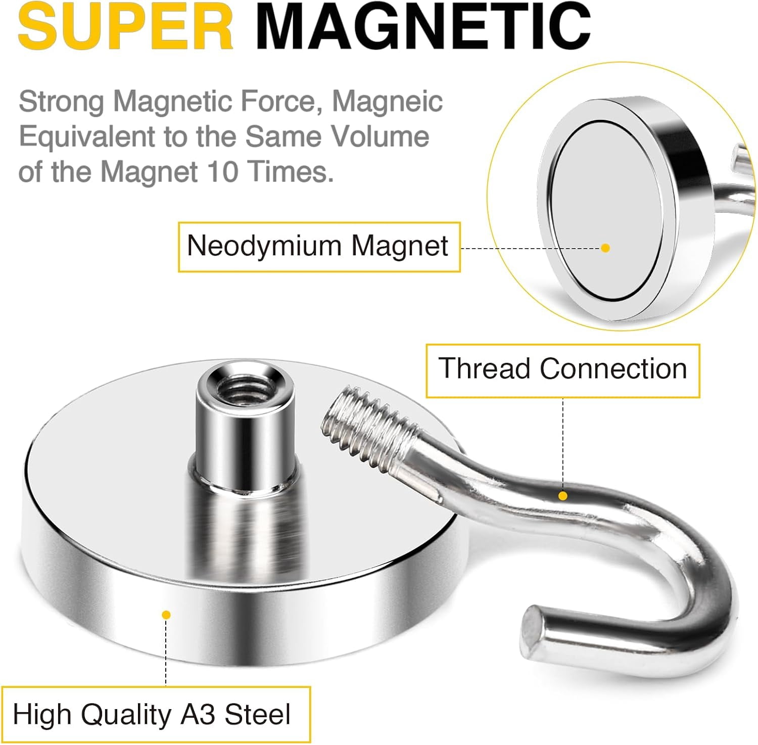 AllWays Plaza Magnetic Hooks,120 lb Heavy Duty Strong Magnet with Hook for Hanging Rare Earth Neodymium Magnet for Fridge Kitchen Cruise Grill Garage and Storage 12 Packs