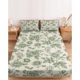 thumbnail image 2 of Queen Size Fitted Sheet Set - Sage Green Rose 3 Piece Bedding Sets 16" Deep Pocket Fitted Sheet with 2 Pillowcases, Farmhouse Vintage Botanical Floral Burlap Brushed Microfiber Hotel Bed Sheets, 2 of 9