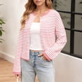thumbnail image 3 of Yokua Cardigan Sweaters for Women Lightweight Knit Button Front Striped Cardigan Sweaters Trendy Oversized Sweater Coat, 3 of 7