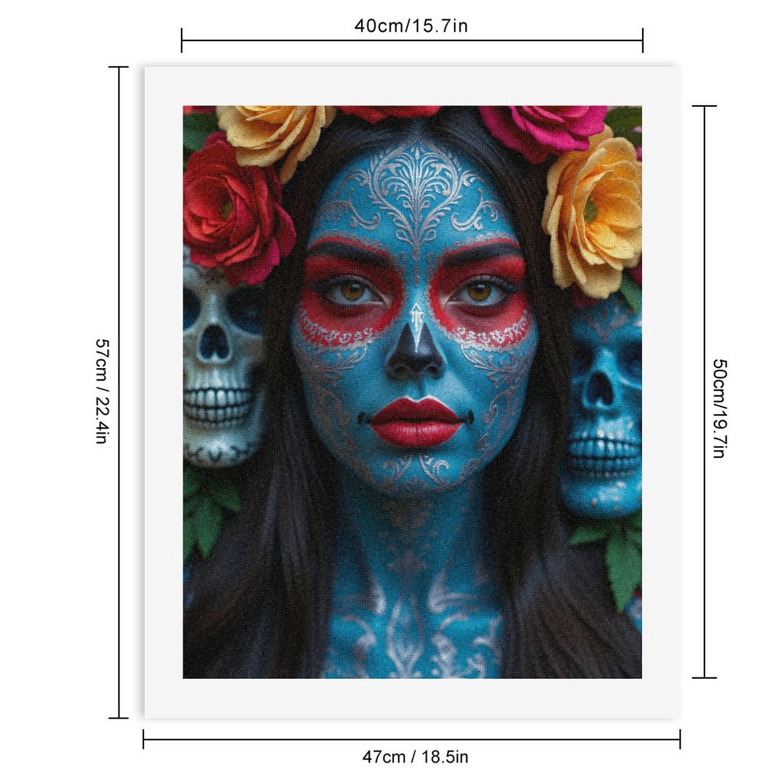 Paint By Numbers Kit for Adults Beginner - Colorful Face Art Floral Skulls DIY Canvas Painting Kits for Adults, Frameless Paint By Number for Adults for Home Wall Decor 16x20 Inch