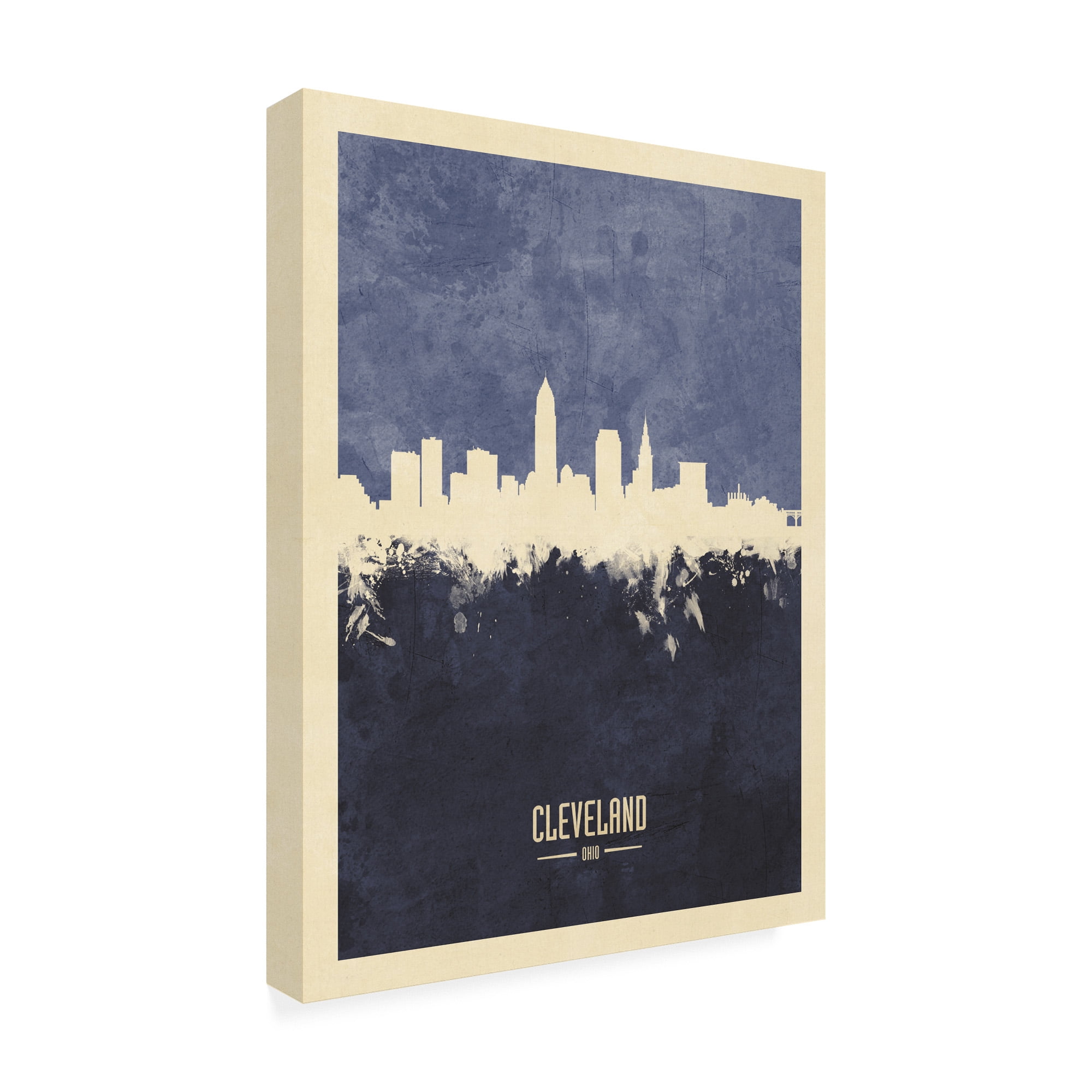 Trademark Fine Art 'Cleveland Ohio Skyline Navy' Canvas Art by Michael Tompsett