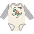 thumbnail image 3 of Inktastic I Love Soccer-Dinosaur in Orange Boys or Girls Long Sleeve Baby Bodysuit, 3 of 5