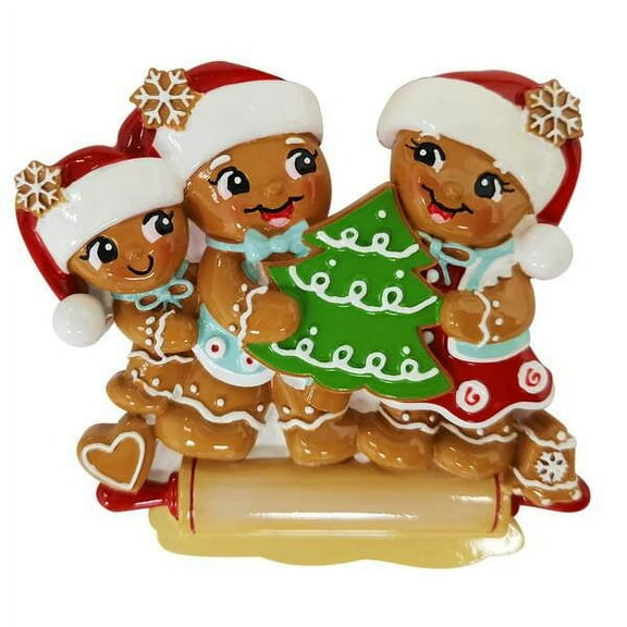 1 Pc Polarx Nostalgic Gingerbread Family Of 3 Ornament (Or2380-3)