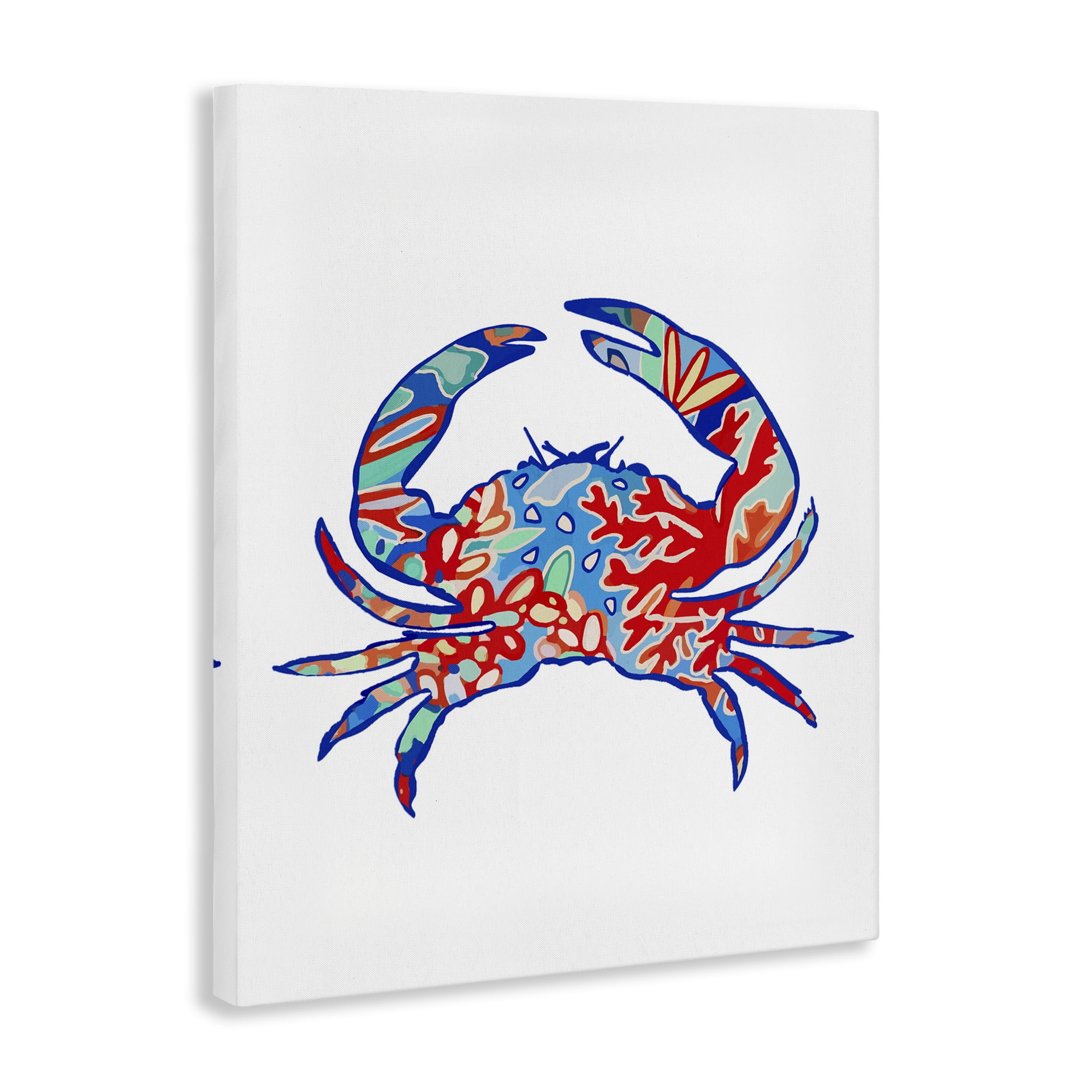 Stupell Industries Coral Patterned Crab Animals & Insects Painting Gallery Wrapped Canvas Art Print Wall Art, 36 x 48