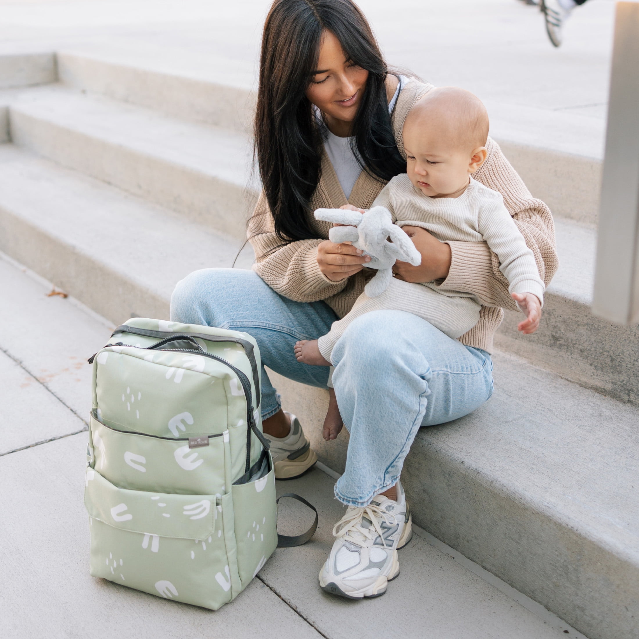 Red Rovr Roo Lightweight Backpack Diaper Bag - Pear Doodle