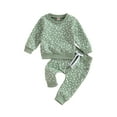 thumbnail image 2 of Baby Girls Fall Outfit 6M 12M 18M 24M 3Y Flower Print Long Sleeve Crew Neck Sweatshirt Sweatpants Fall Clothes, 2 of 10