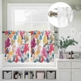 thumbnail image 5 of Kitchen Window Curtains Valance and Tier Set, Watercolor Coastal Ocean Coral Rod Pocket Tier Curtain Valance Set, Colorful Marine Creature Light Filtering Cafe Curtains for Bedroom Living Room, 5 of 9