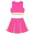 thumbnail image 4 of TiaoBug Uniforme de Cheerleading pour Filles, Haut Court Sans Manches avec Jupe Plissée, Rose Vif 12, 4 of 7