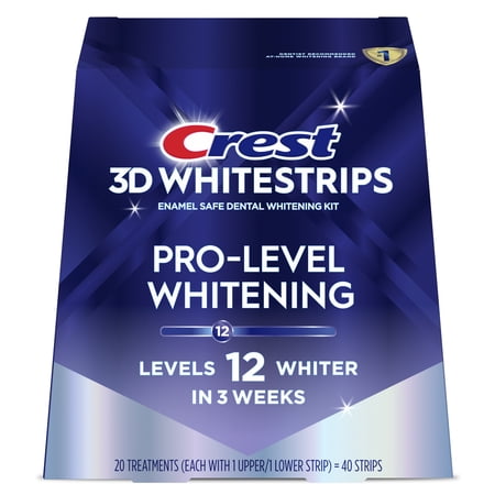 Crest 3DWhitestrips Pro-Level Whitening At-Home Teeth Whitening Kit, 20 Treatments, 12 Levels Whiter