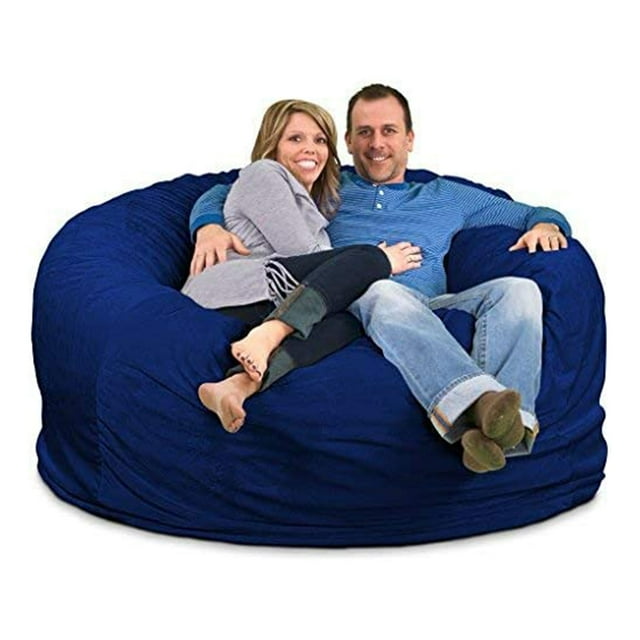 Ultimate Sack 6000 6-Foot Bean Bag Chair Oversized Foam Lounger, Electric Blue Suede Cover