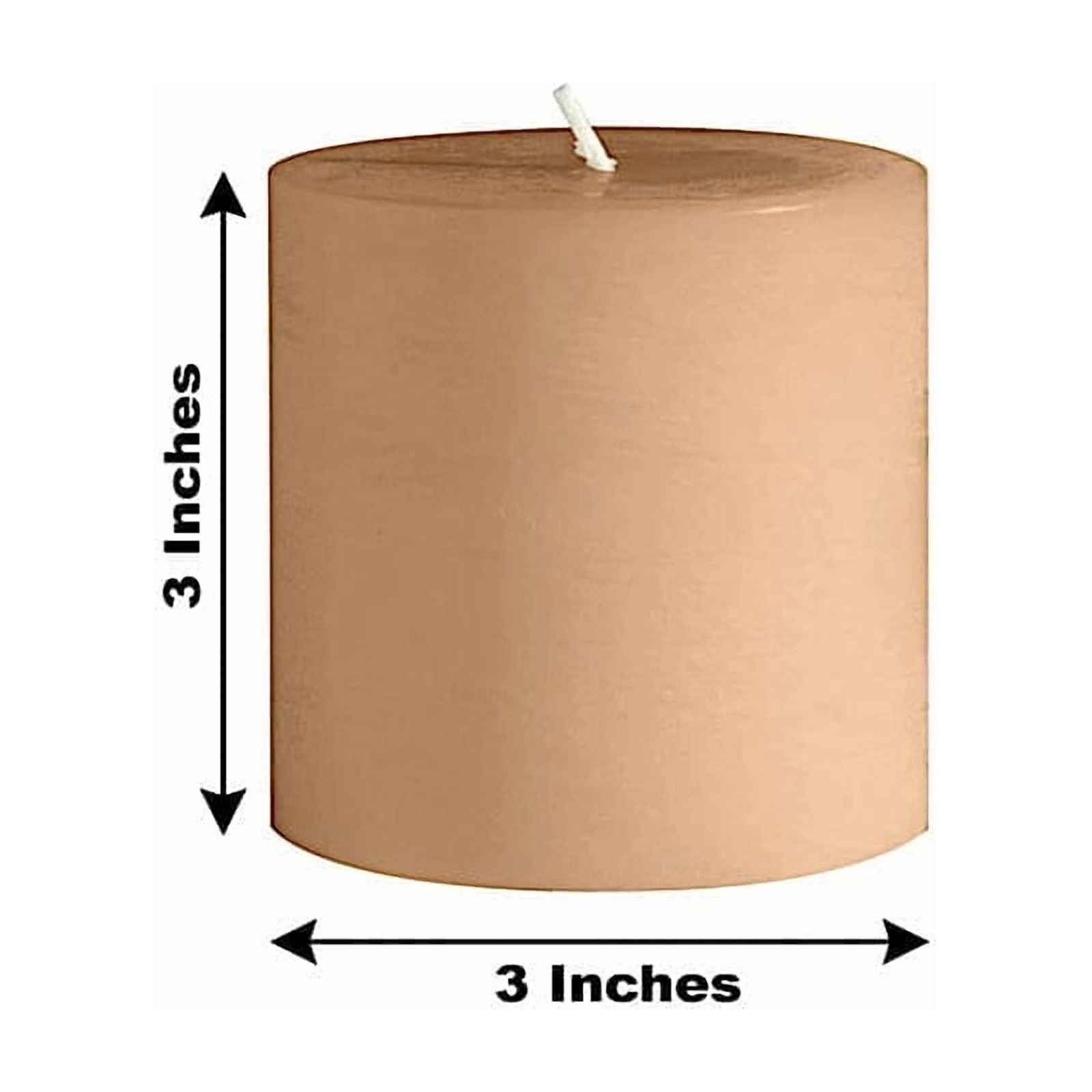 Balsa Circle 6 Beige 3x3 in Dripless Round Unscented Wax Pillar Candles Party Wedding Reception Centerpieces Event Home Decorations Supplies