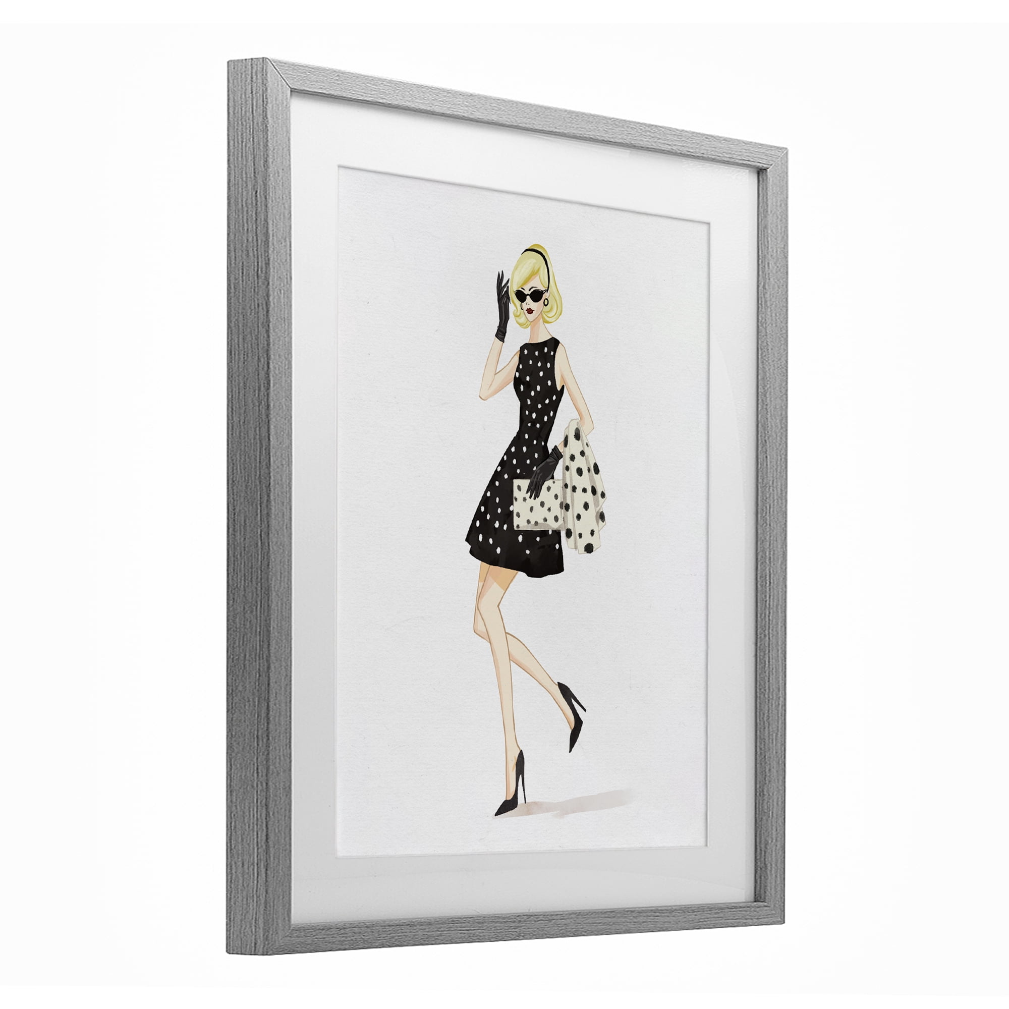 Stupell Industries Retro Trend Polka Dots Gray Framed Print Under Glass, design by Ziwei Li